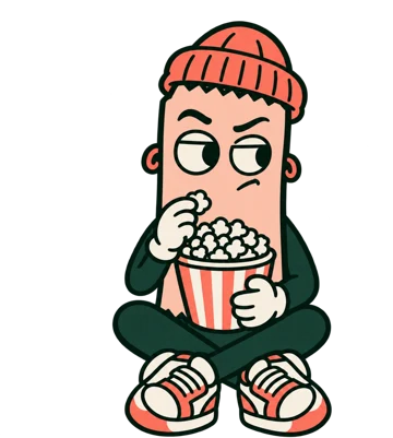 Bev Holmes with a bucket of popcorn